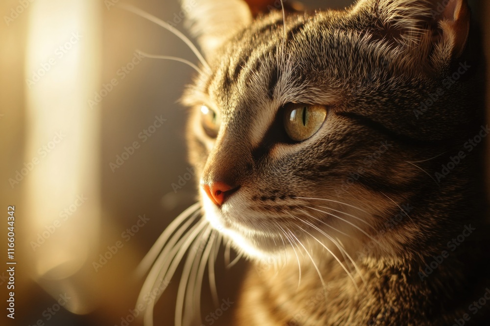Poster a close-up photo of a cat's face with a blurred background