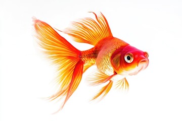 Fototapeta premium A happy goldfish swimming in the water, showcasing its bright and cheerful expression