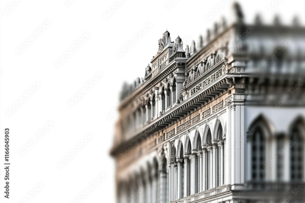 Poster A large building with a clock on top, suitable for cityscape or architecture images