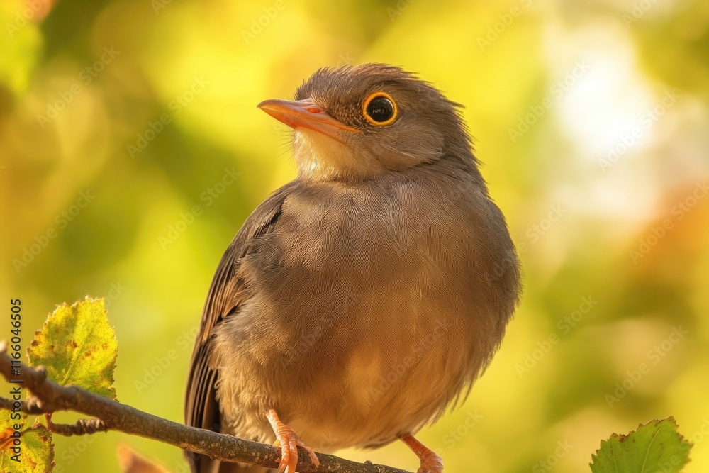 Poster A small bird sits on a branch of a tree, enjoying the view
