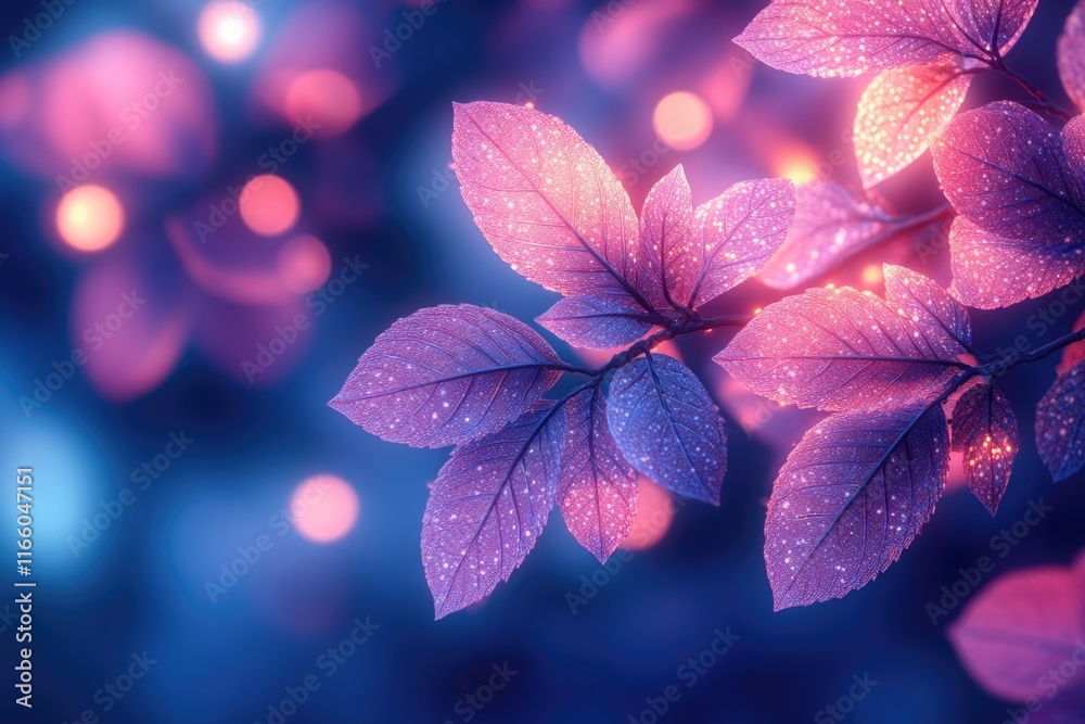 Poster a close-up shot of a single purple leaf on a branch, with detailed texture and veins visible