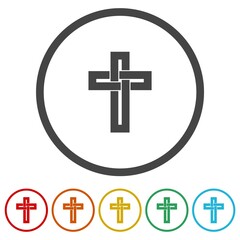 Fototapeta premium Christian cross icon . Set icons in color circle buttons
