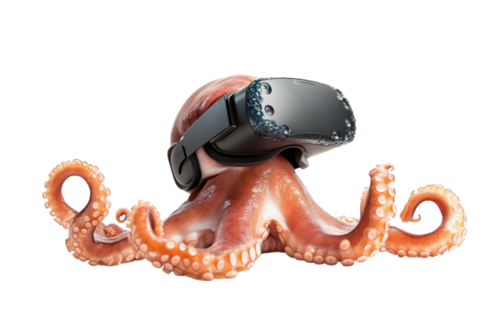 Innovative Octopus Enjoying VR Gameplay
