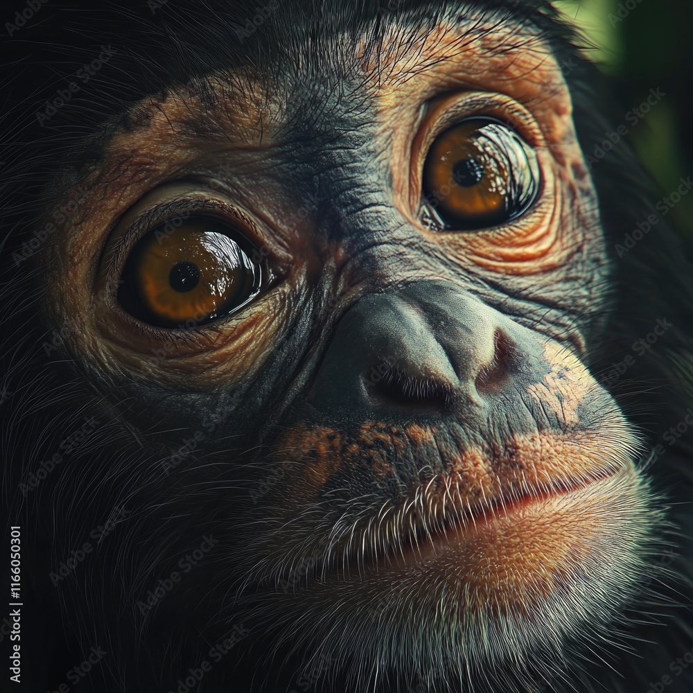 Aufkleber a close-up shot of a monkey's face with a blurred background