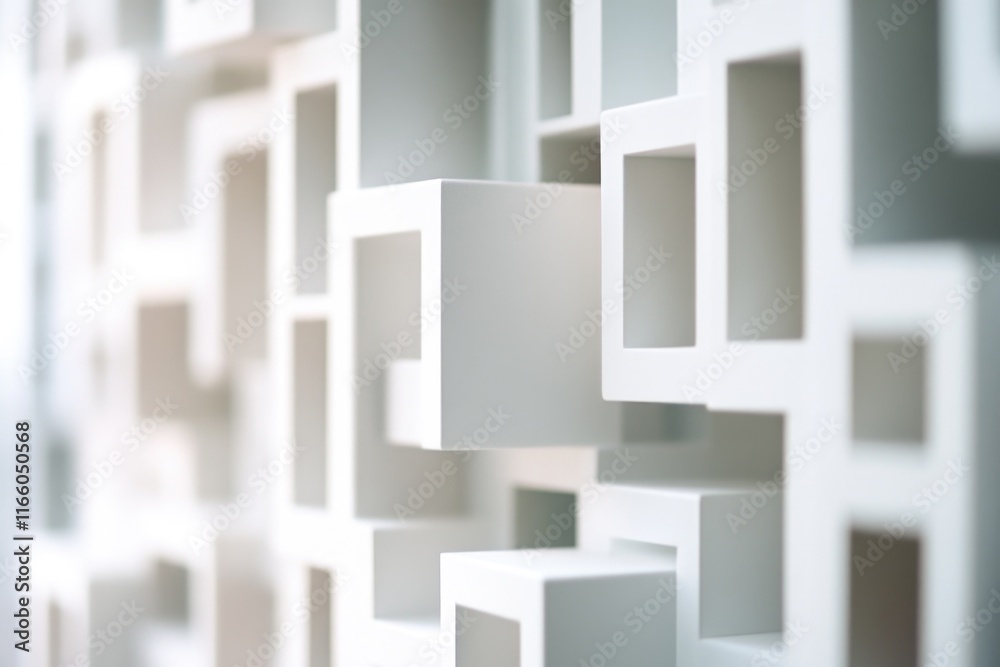 Poster close-up of a textured wall made of white cubes, perfect for interior design and architecture themes