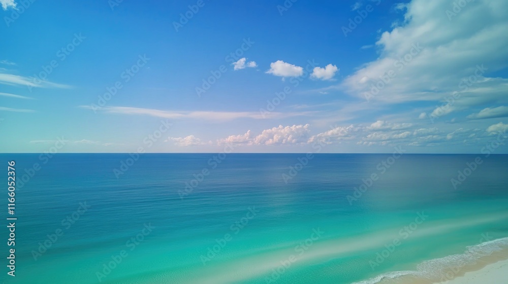 Poster a scenic view of the ocean from the top of a hill, ideal for use in travel or nature-related project