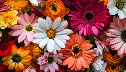 Fototapeta premium A beautiful floral arrangement featuring an array of vibrant blooms