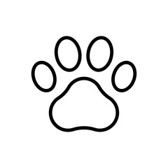 Paw - line icon with editable stroke. Simple outline dog footprint symbol. vector illustration