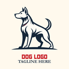A flat vector logo of a dog