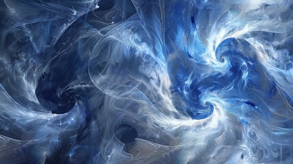 Abstract digital art depicting swirling smoke in shades of blue and white, perfect for a dynamic and ethereal wallpaper