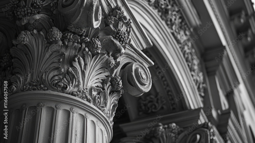Poster a classic, simple image of a column in black and white