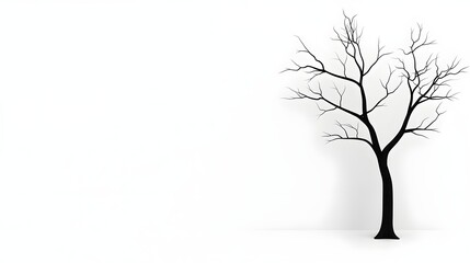 Obraz premium Bare Tree Silhouette on White Background in December