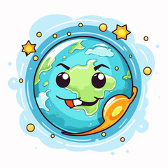 Colorful Weather Cartoon Character Planet Icon for Isolated Use