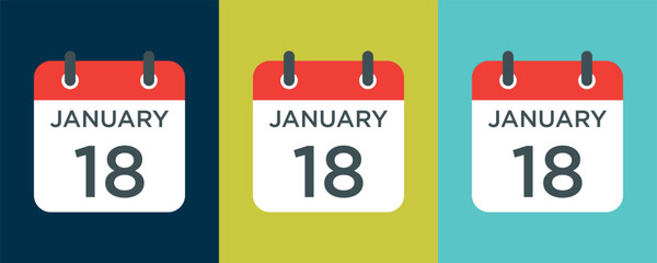 calendar - January 18 icon illustration isolated vector sign symbol