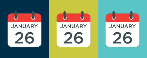calendar - January 26 icon illustration isolated vector sign symbol