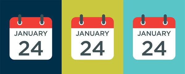calendar - January 24 icon illustration isolated vector sign symbol
