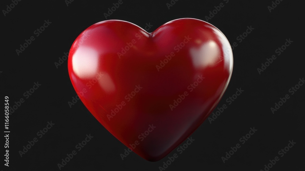 Poster A simple red heart shape on a dark background