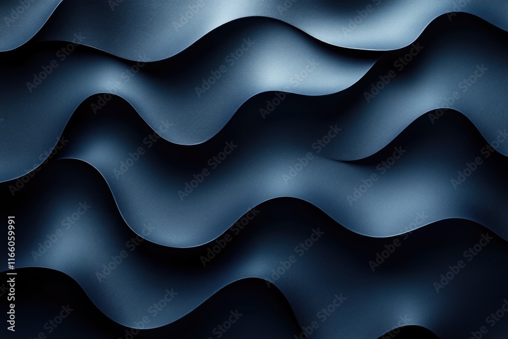 Poster A close-up view of a wave pattern on a dark, black background