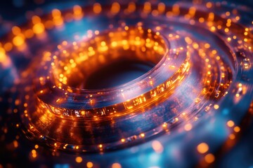 A close-up shot of a circular ring of bright lights, potentially used for decorative or architectural purposes