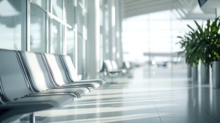 Row of chairs at an airport waiting area