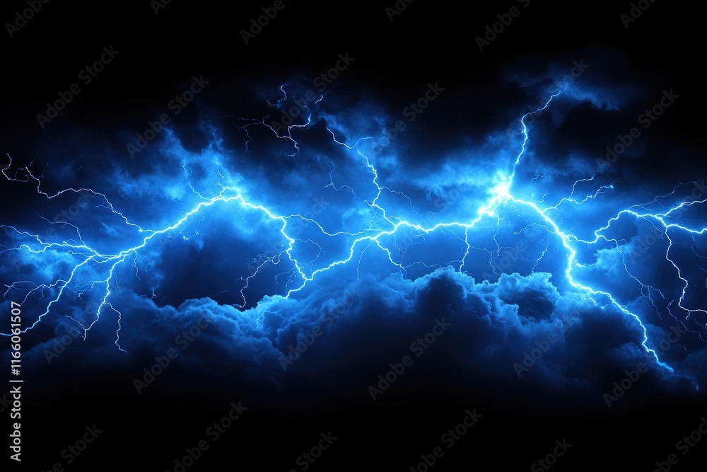 Poster a dark sky with a bunch of lightning during a thunderstorm