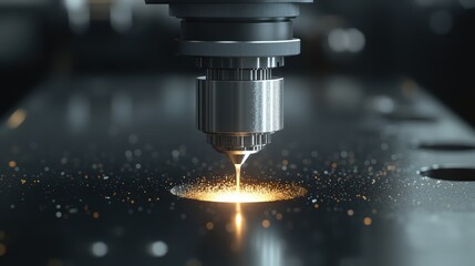Dynamic Metal Milling Machine in Action with Bright Sparks Creating a Vibrant Scene of Precision Engineering and Innovative Fabrication Techniques