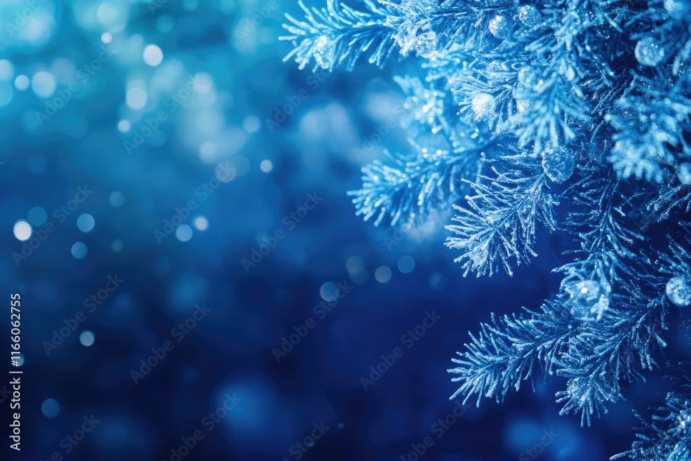 Poster close-up shot of a snow-covered tree branch with intricate details