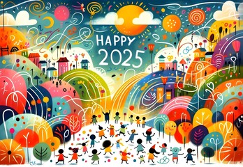 Fototapeta premium Celebración de Año Nuevo 2025