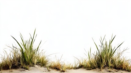 Fototapeta premium Grass and Sand with White Background
