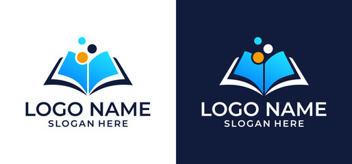 Book logo design vector illustration for bookstore, book company, publisher, encyclopedia, library, education logo concept.