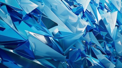 Shiny blue crystal triangles creating a captivating and modern abstract background, perfect for wallpapers and design projects