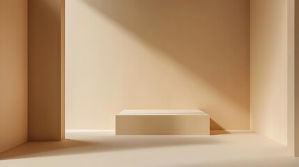 Minimalist Beige Room with Single Platform Display