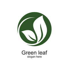 Obraz premium Green leaf logo design simple concept Premium Vector