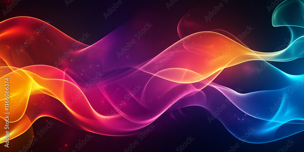 Poster Colorful abstract waves creating a dynamic visual effect