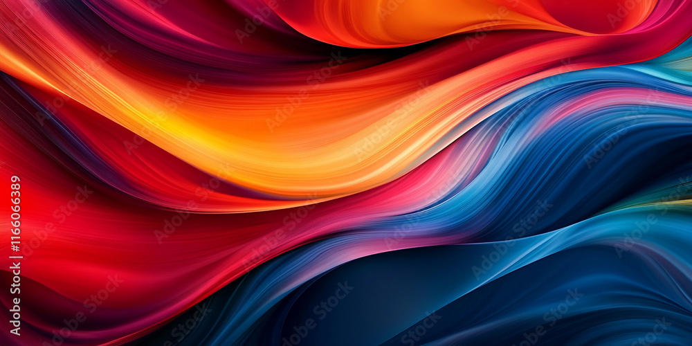 Poster vibrant waves of color blend in an abstract design