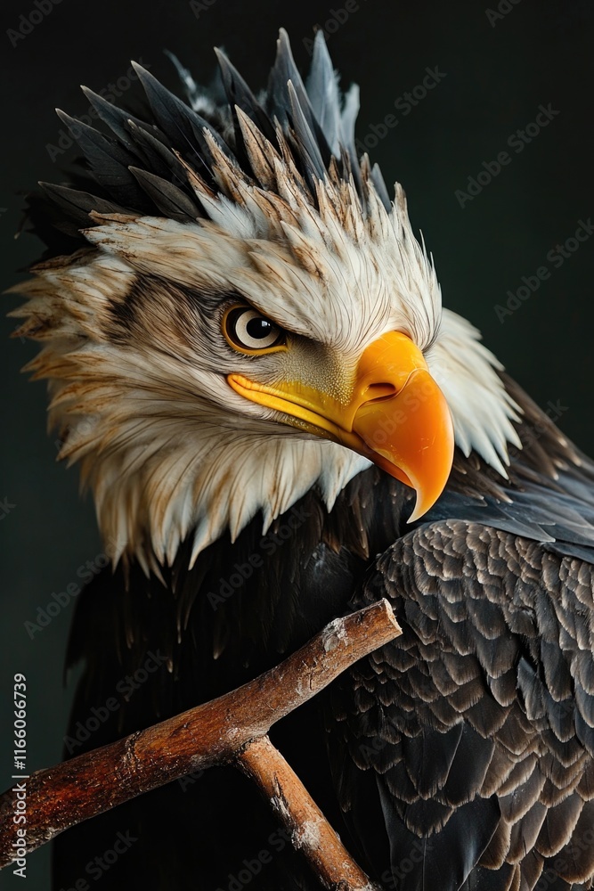 Poster A close-up view of a bird perched on a branch, emphasizing its plumage and facial features