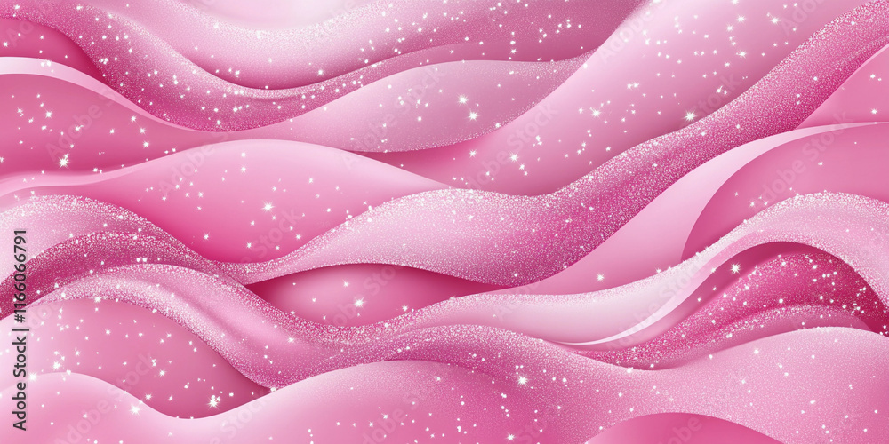 Poster Soft pink waves with sparkle creating a dreamy background