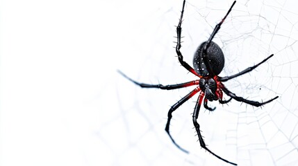 Black and Red Spider Hanging on a Web