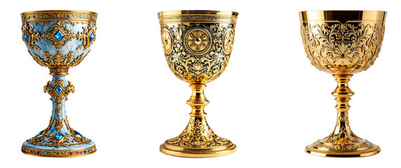 Collection of various Divine Chalice of Light isolated on transparent background.