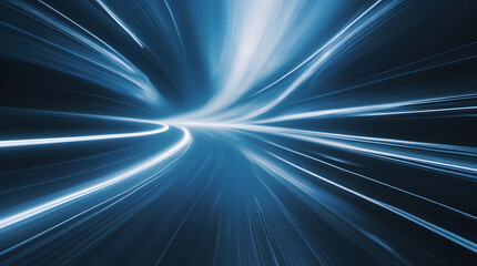 Digital image of light rays. Vector abstract, science, future, energy technology concept, stripes lines with blue light, speed and motion blur on dark blue background.