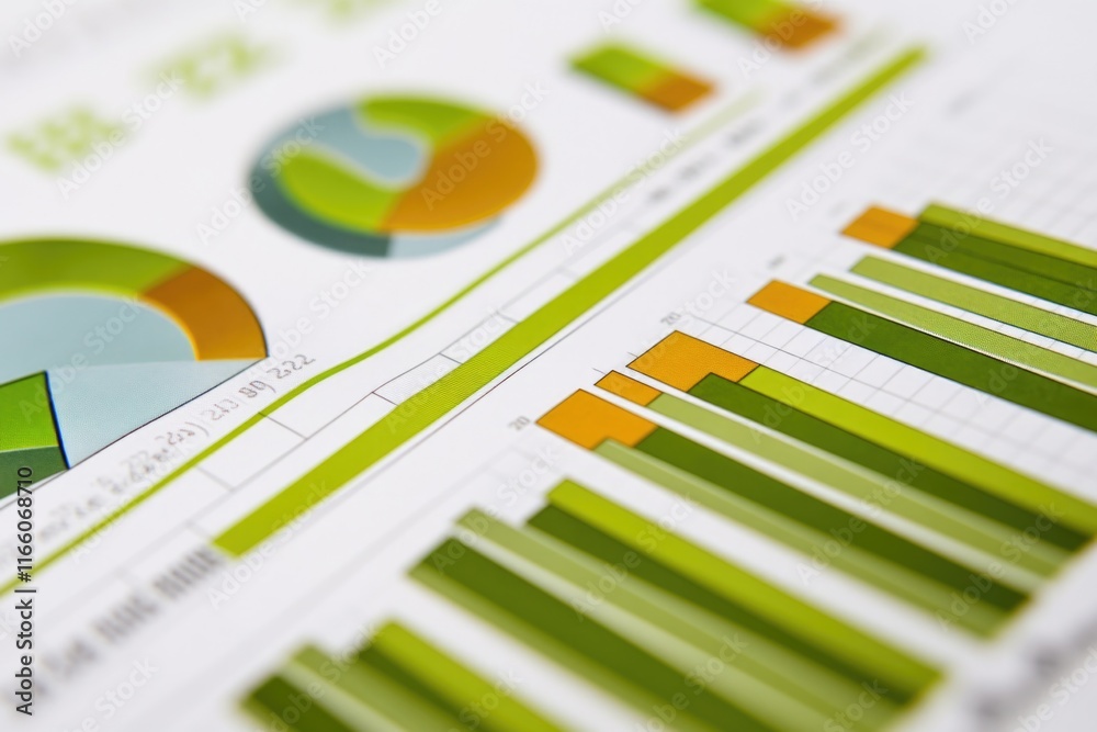 Poster A close-up shot of a sheet of paper featuring various graphs and charts