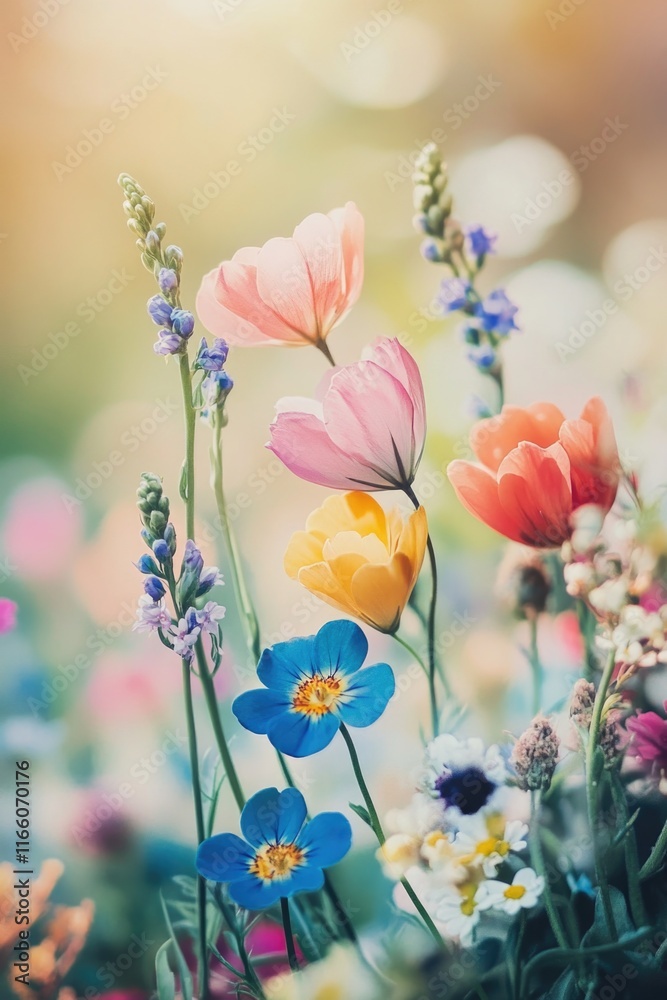 Aufkleber a detailed view of a colorful arrangement of flowers, suitable for use in advertisements or personal