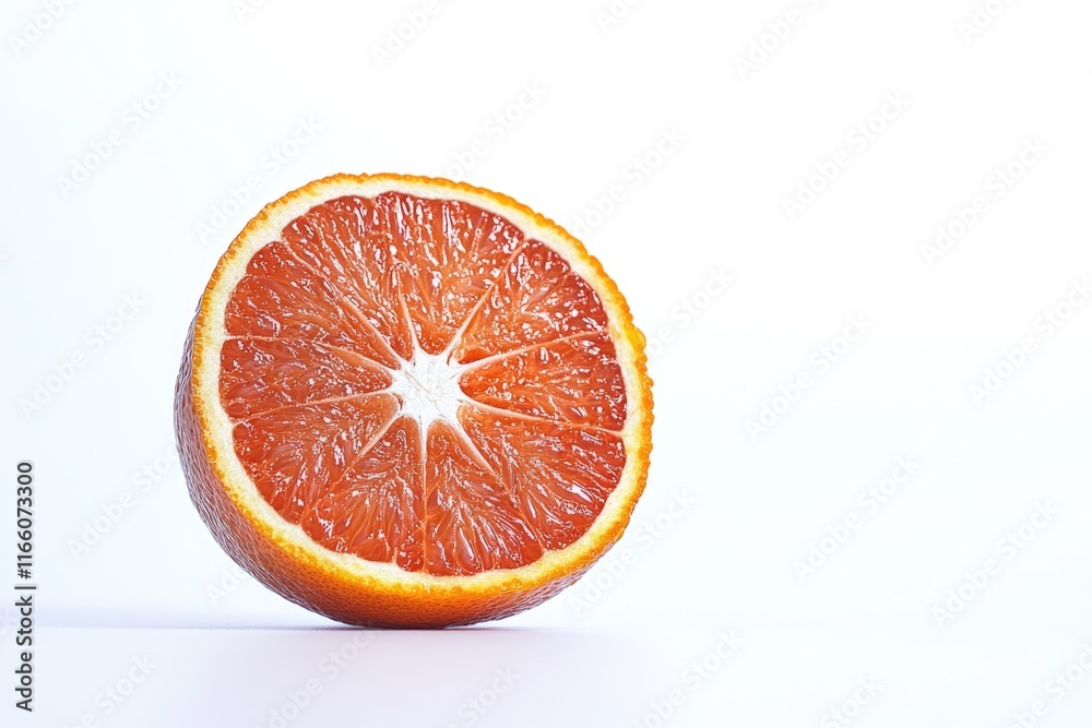 Poster freshly cut grapefruit on a white surface, ready for use or display