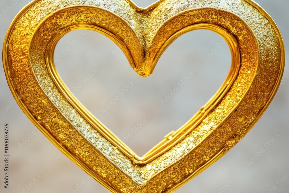 Aufkleber a golden heart-shaped object suspended from a string, ready for use or decoration