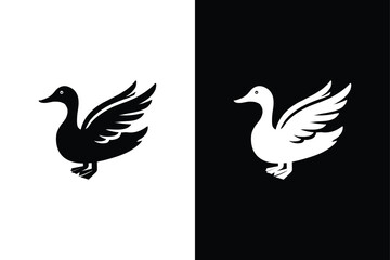 Duck Silhouette Vector Icon Download for Black and White Projects.