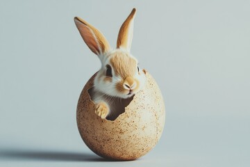 Obraz premium A small rabbit sitting inside an egg