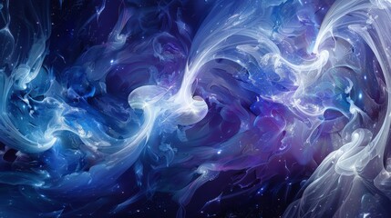 Blue and purple nebula with flowing cosmic currents creates a captivating abstract space wallpaper