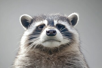 Obraz premium Close-up of a curious raccoon examining the lens