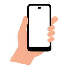 Hand Holding Smartphone with Blank White Screen Mockup