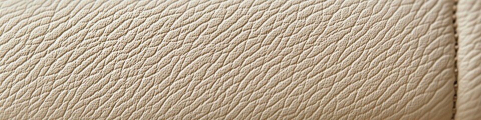 Closeup of beige leather texture, soft folds, automotive interior, luxury car seat, fine grain pattern, smooth surface, warm tan color, minimalist design, high-resolution detail, studio lighting, prod